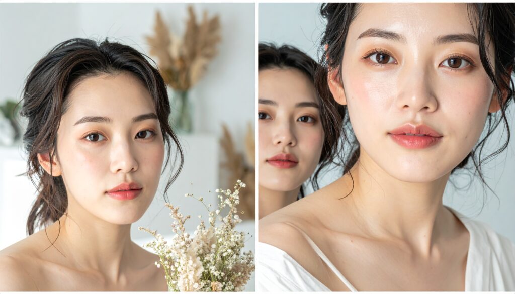 「安心」「安全」「清潔感」「日本人女性」「信頼」「穏やか」「室内」