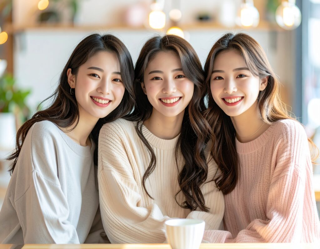 明るい雰囲気で会話する20代女性たち。安心感と親しみを感じさせるシーン