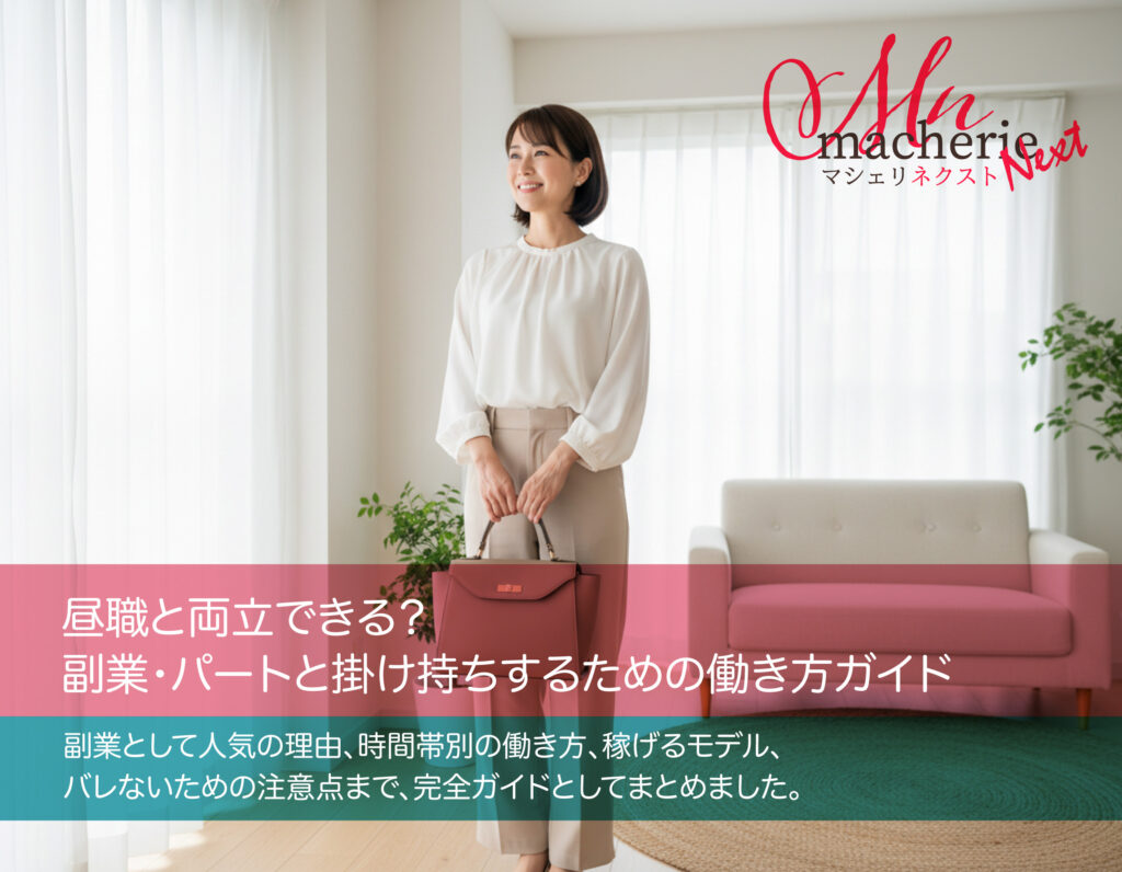 20〜30代の日本人女性が、仕事帰りの雰囲気でバッグを持ちながら明るい室内で微笑んでいる様子。清潔感・安心感のある空間。